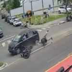 Após discussão no trânsito, condutor persegue e atinge motociclista na Praia dos Amores